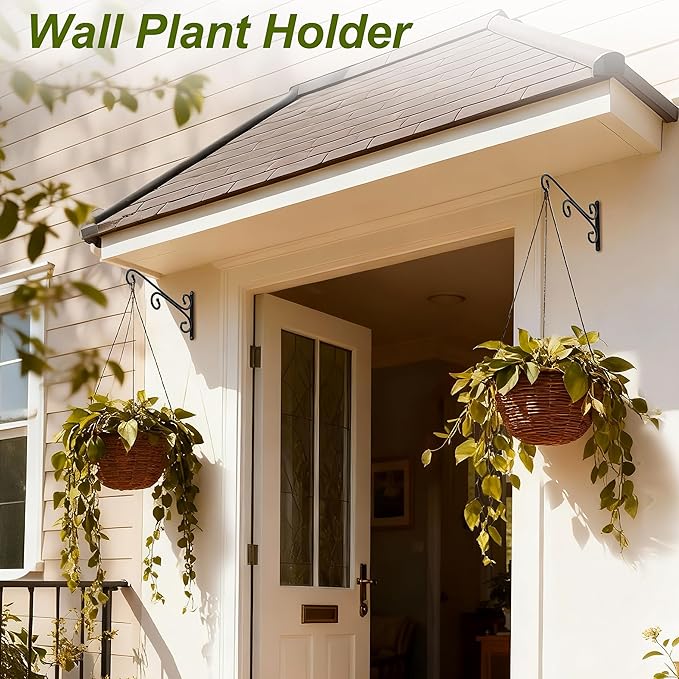 2 Pack Plant Hangers, Metal Plant Hooks for Wall, Plant Hanger Hook, Indoor/Outdoor Hanging Brackets, Hanging Basket Hooks