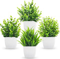 Der Rose 4 Pack Fake Plants Small Artificial Mini Faux Plants Indoor for Room Home Office Shelf Decor