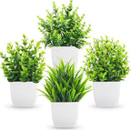 Der Rose 4 Pack Fake Plants Small Artificial Mini Faux Plants Indoor for Room Home Office Shelf Decor
