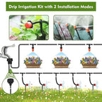 Drip Irrigation Kit, Drip Irrigation System for Garden with 1/4" Irrigation Tubing DIY Saving Water Automatic Watering System for Garden, Greenhouse, Flower Bed, Patio, Lawn