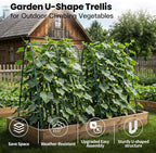 Cucumber Trellis for Raised Bed, Garden Trellis for Climbing Plants Outdoor, Metal Arch Trellis U-Shape Vegetables Support for Tomotoes Grape Vines Beans Peas (Green, 31.5" L x 24" W x 48" H)