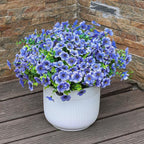 Alupssuc 24 Bundles Artificial Flowers for Outdoors Decoration, UV Resistant Silk Faux Daisy Flora Spring Fake Plastic Plants Greenery for Outside Indoor Yard Home Porch Window Box Decor, Blue