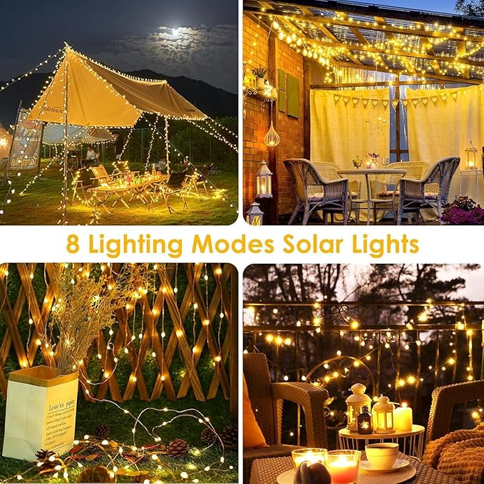 6-Pack Solar String Lights Outdoor, Extra-Long 600LED Solar Fairy Lights Waterproof, Solar Powered Twinkle Lights Copper Wire 8 Modes Solar Lights for Xmas Tree Garden Party Wedding (Warm White)