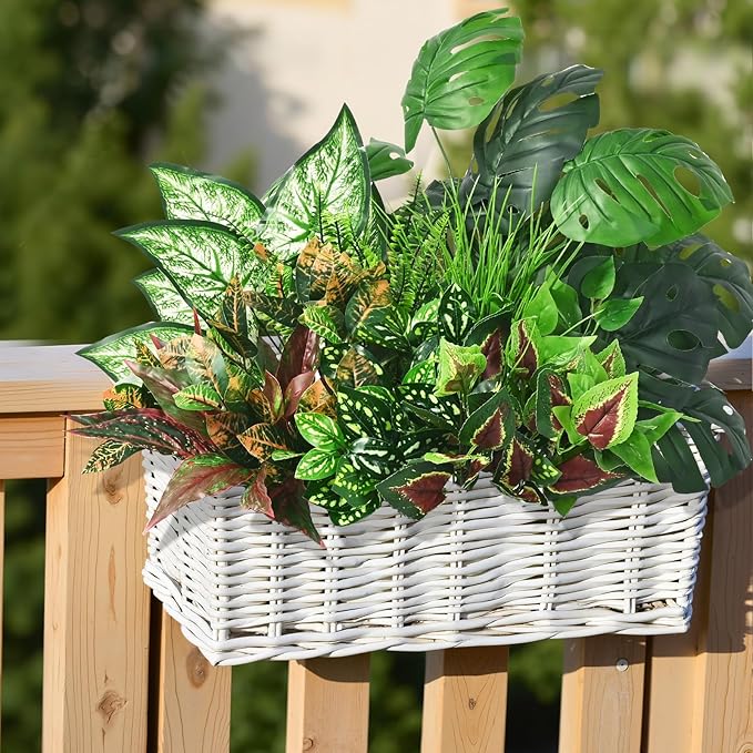 Waipfaru Artificial Plants Outdoor UV Resistant, Realistic Fake Plants Artificial Greenery, Large Bunches Faux Plants for Indoor Outdoor Porch Patio Garden Spring Summer Home Decor (Large 10pcs)