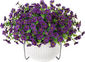 HyeFlora Artificial Faux Hanging Flowers Plants Basket for Outdoor Outside Decoration, Fake Silk Colorful Daisy in Planter for Porch Patio Garden Yard Home