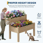 GarveeLife 34x34x29inches Two-Tier Wooden Raised Garden Bed with Legs, Large Elevated Outdoor Planter Box with 8 Drainage Holes, 352 Lbs Capacity for Vegetables, Herbs, Flowers, Backyard, Patio