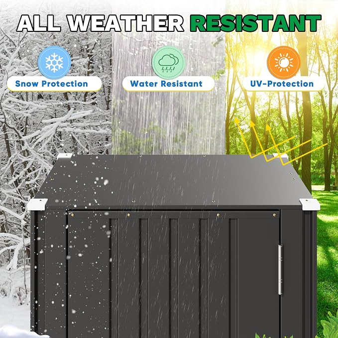 Patiowell 22 Cuft Outdoor Storage Shed with Adjustable Shelves, Metal Vertical Storage Cabinet with Lockable Door, Outdoor Waterproof Tool Garden Shed for Backyard Lawn Patio, Black