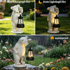 mocosa Solar Garden Statues Bear and LED Lights Birthday Gifts for Women Mom Grandma Solar Outdoor Cat Decor for Outside,Outdoor Solar Lights for Yard, Garden and Patio, Unique Gift for Women
