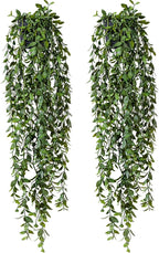 Artificial Hanging Plant 2 Pcs Faux Plant Ivy Vine Faux Eucalyptus Vines Fake Potted Greenery for Wall Living Room Home Shelf Office Bathroom Outdoor Indoor Decor (Type 1)