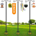 SINLEY Double Shepherds Hook for Outdoor with 5 Prong Base Heavy Duty Two Sided Bird Feeder Pole for Hanging Lantern,Hummingbird Feeder,Lightweight Plant,Shepherds Hook (3 Pack 90 inch)