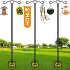 SINLEY Double Shepherds Hook for Outdoor with 5 Prong Base Heavy Duty Two Sided Bird Feeder Pole for Hanging Lantern,Hummingbird Feeder,Lightweight Plant,Shepherds Hook (3 Pack 90 inch)