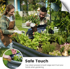 KING BIRD Raised Garden Bed with Arched Trellis Galvanized Planter Garden Box Outdoor for Gardening, Climbing Vegetables, Flowers 7.87x3.94x0.98 Ft, Dark Grey