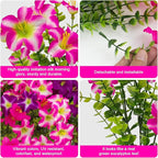 Daynight Faux Petunias Artificial Flowers Plants for Outdoor Plant Decoration,Fake Petunias Realistic Silk Flowers for Porch Yard Garden Window Indoor Decor. (16, Rosered,RedViolet)