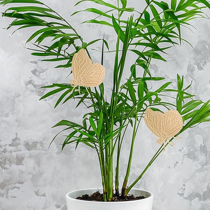 Rainteam Plant Animal Decor Brass Plant Charms for Live Plants Cute Animal Plant Hanger Ornaments for Pots Garden Plant Decorations Plant Accessories Gift for Plant Lovers(2 Butterfly)