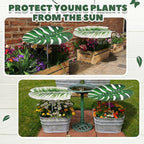 Mixweer 2 Pcs Leaf Shape Metal Plant Umbrellas for Outdoor Small Plant 12 in Metal Shade Disk Outdoor Garden Umbrella for Potted Live Decor