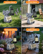 Outdoor Elephant Statues Solar Garden Decor Lights - Elephant Decoration for Garden, Balcony, Patio, Yard, Lawn - Housewarming, Fathers Day, Unique Birthday Gifts for Women Mom Grandma(Gold)