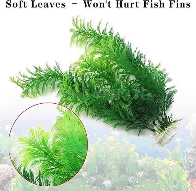 LIYAOLI Aquarium Artificial Plants 12 Inch 3Pack - Tall Realistic Fish Tank Plants Decor with Stable Base, Soft Leaves for Betta, Guppy, Shrimp & Tropical Fish, Aquascape Decoration for Silk Aquarium