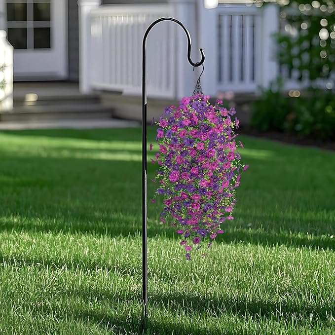 Fake Artificial Hanging Flowers for Outdoors Decoration, 2 PCS Faux UV Resistant Artificial Outdoor Flowers, Fake Plants Look Real Daisy No Fade Spring Decor for Porch Home Patio Balcony and Yard