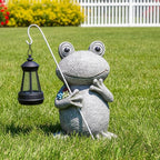 Frog Solar Garden Statues, Resin Frog Figurine Decorations, Outdoor Frog Decor Art for Lawn,Yard, Unique Housewarming Gift for Garden Home