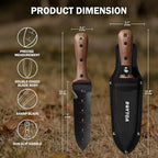 ROYTOA Hori Hori Garden Knife, Garden Tools with Sheath for Weeding,Planting,Digging, 7" Stainless Steel Blade with Cutting Edge, Full-Tang Walnut Wood Handle with Hanging Hole