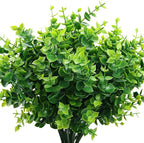 PASYOU Artificial Shrub, Fake Bush Simulation Eucalyptus Grass Greenery Leaves Plastic Plants Indoor Outdoor Outside Home Garden Office Bathroom Verandah Wedding Décor Decoration Planter Filler 4 Pcs