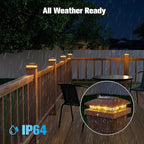 VOLISUN 4x4 Solar Post Cap Light 8pack,Solar Fence - Post Lights Brown Outdoor Waterproof for Wooden/Vinyl Post, with Warm White for Deck