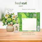 Freshcut Paper Pop Up Cards, Mini Ivory & Sage, 6 Inch Mini Sized Forever Flower Bouquet 3D Popup Greeting Cards, Birthday Cards, Get Well Gifts, Blank Notecard & Envelope