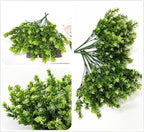PASYOU Artificial Shrubs, Plastic Plants Fake Bean Shrub Bushes Grass Greenery Leaves Bush Indoor Outdoor Home Garden Party Verandah Wedding DIY Table Arrangement Decoration Planter Filler 8 Pack