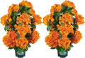 Faux Hydrangea Tree – 30 Inch Hydrangea Tree Artificial with Orange Flowers, UV Resistant Outdoor Hydrangea Artificial Plants in Pot for Indoor Outdoor Home Porch Decor (2, Orange)