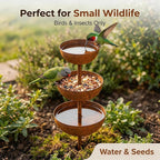 Metal Rainwater Collector Garden Stake, Outdoor Garden Plant Support | 2026 Model New Three-Tier Bird Bath and Butterfly/Bee Watering Station, Garden Decorative Ornament, 26.7 inches 1pcs