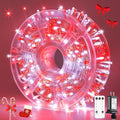 JMEXSUSS 132ft Red and White Christmas Lights Outdoor with Remote, 400 LED String Lights Indoor Plug in with Remote, 8 Modes Christmas Tree Light for Bedroom Tree Party Holiday Xmas Decorations