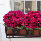 6 Bundles Artificial Geranium Flowers for Outdoors, Realistic Silk Geraniums Fake Flowers UV Resistant Faux Plants for Porch Front Door Planter Patio Balcony Outside Decor (Fuchsia)