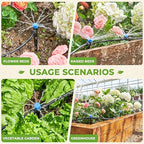 HIRALIY 50FT Garden Watering System, Drip Irrigation Kits for Plants, New Quick Connector, Blank Distribution Tubing, Saving Water Automatic Irrigation Equipment for Patio Lawn