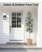 FLOWORLD 7FT Olive Trees Artificial Indoor, Tall Faux Olive Tree 7FT (84in) with Natural Wood Trunk & Realistic Olives, Stable Base, Pet Friendly Artificial Plant for Home Office, Living Room, Outdoor