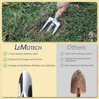 LeMotech Gardening Tools, 10-Piece Heavy Duty Garden Hand Tools Set with Wooden Handle, Durable Fashion Organizer Bag for Garden Supplies, Gardening Gifts for Women Grandmother, Yellow Floral Pattern