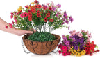 HyeFlora Artificial Fake Hanging Plants Flowers with Basket Outdoor Decor Faux Silk Dasiy Flower Arrangements in Pot Planter for Porch Home Indoor Patio Garden Yard Decoration