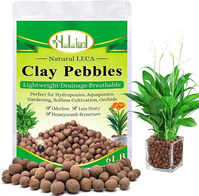 Halatool 6LB Expanded Clay Pebbles for Plants 4mm-16mm Hydro Balls for Aquarium Indoor Potted Plants Premium Hydroponic Growing Media Clay Balls for Hydroponics Aquaponics