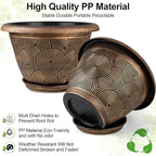 Fodetyff 6 Inch Flower Pots Planters for Indoor Outdoor Plants, 6 Pack Plastic Small Plant Pots with Drainage Hole & Tray, Modern Decorative Garden Pot with Saucer, Plant Container for House