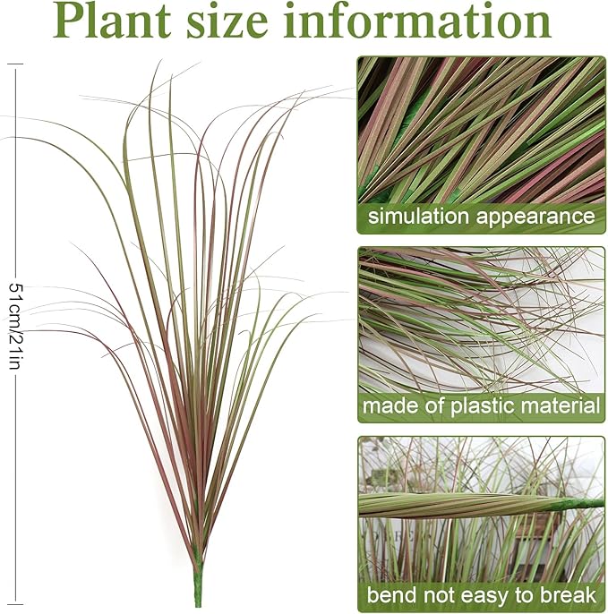32 Bundles Artificial Grass Plants Outdoor 20 Inch Tall Fake Shrubs Wheat Grass UV Resistant Greenery Stems Weed Faux Bushes Plant for Indoor Outdoor Garden Office Home Decor, Purple
