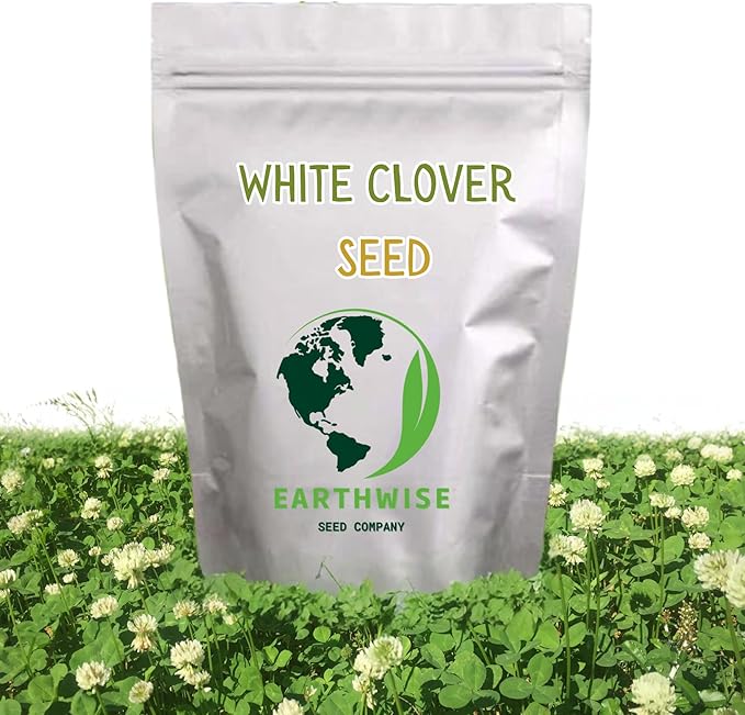 Earthwise White Dutch Clover Alternative Lawn Seed – Clover Seed, Low Maintenance, Nitrogen Fixing, Organic, Drought Tolerant, Pollinator Friendly, Pet Safe– Covers Up to 10,000 sq ft, 5 lb