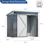 JY QAQA 6x4 FT Metal Outdoor Garden Storage Shed, Waterproof Metal Garden Sheds with Window and Lockable Double Door, Weather Resistant Steel Tool Storage House Shed for Garden,Patio,Lawn