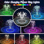 Yzert Solar Fountain Colorful Ring Lights, 2026 3.5W Solar Water Fountain with 2000mah Battery, Solar Fountain Pump for Bird Bath, Pond, Pool, Outdoor