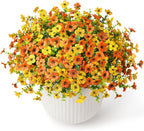 Artificial Flowers Faux Plants Outdoor Fake Flowers Spring Decor,12 Bundles Realistic Plastic Plant Colorful Daisy UV Resistant for Porch Patio Home Yard Garden Window Box Pot Planters