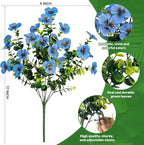 17 Inch Artificial Faux Pansy Flowers for Outdoor,Fake Pansies Flowers with Eucalyptus Leaves Fake Plants Greenery Boxwood Porch Patio Decor 6 Bundles(Red,Blue,White)