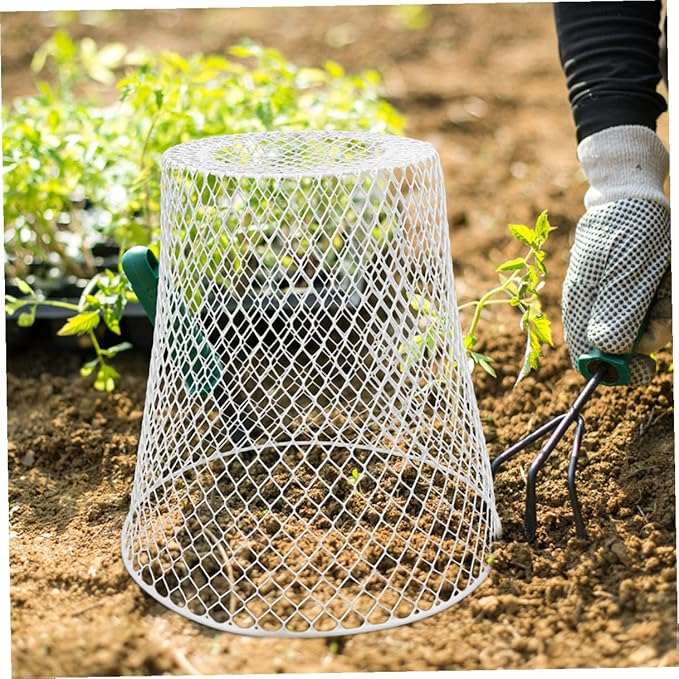 4pcs Iron Wire Plant Protective Cage Mesh Covers for Garden Flowerpots Reusable Plant Protectors with Ventilated Design Suitable for Outdoor Vegetables and Seedlings