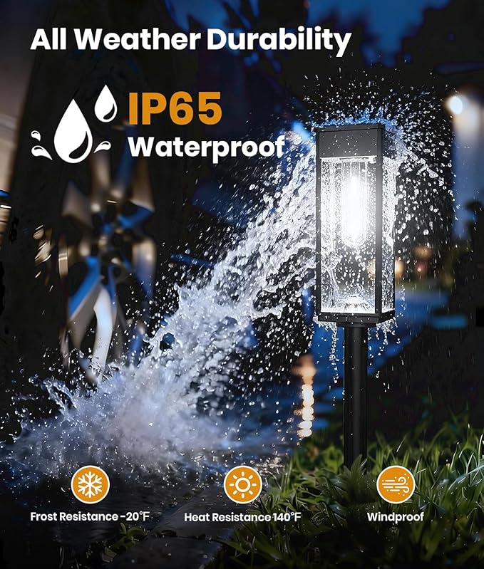ALFIOT Solar Pathway Lights Outdoor, 6 Pack Bright Solar Lights Outdoor, Auto On/Off, IP65 Waterproof Solar Garden Lights Solar Powered Landscape Lighting for Yard Patio Walkway Driveway Pathway