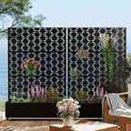 Casaphoria Metal Raised Garden Bed with Trellis and Wheels, 72"x47"x16" Planter Box for Climbing Plants, Vegetables & Vines, Features Drainage Holes and Privacy Screen (Black-Square)