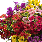 Artificial Fake Flowers for Outdoor Decoration, 16 Bundles Faux Silk Colorful UV Resistant Realistic for Outside Porch Patio Home Yard Garden Planters Pots Window Box (Mix(6 Color))
