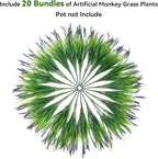 Ivydale 20PCS Artificial Plants Fake Flowers Monkey Grass for Outdoors,UV Resistant Realistic Purple Faux Greenery Shrubs Outside Decor for Home Garland Porch Patio Balcony Planter Yard Office Pathway