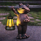 Garden Frog Statue Gifts Outdoor Fairy Garden Accessories Outdoor Lights Solar Garden Frog Decor Art Housewarming Gift for Patio,Yard,Lawn Ornament